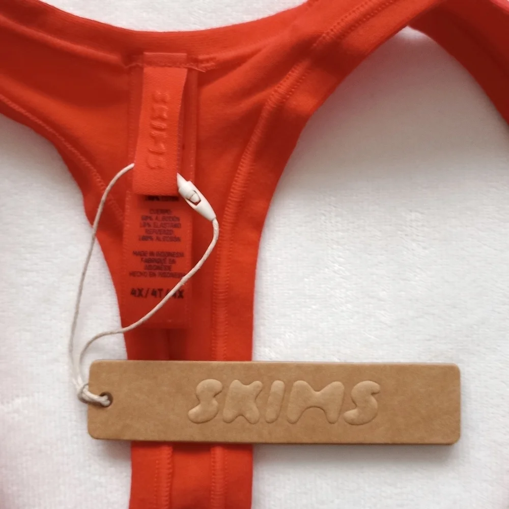 SKIMS▪️Cotton Jersey Dipped Thong Underwear in Ruby Red